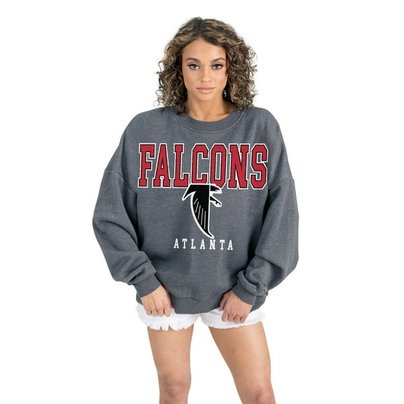 Women's Gameday Couture  Charcoal Atlanta Falcons Bring Your Energy Oversized Premium Fleece Pullover Sweatshirt