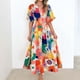 thumbnail image 2 of Vestido Corto de Verano con Cuello en V de Manga Corta Impreso, Vestido de Moda Casual para Mujeres, 2 of 5