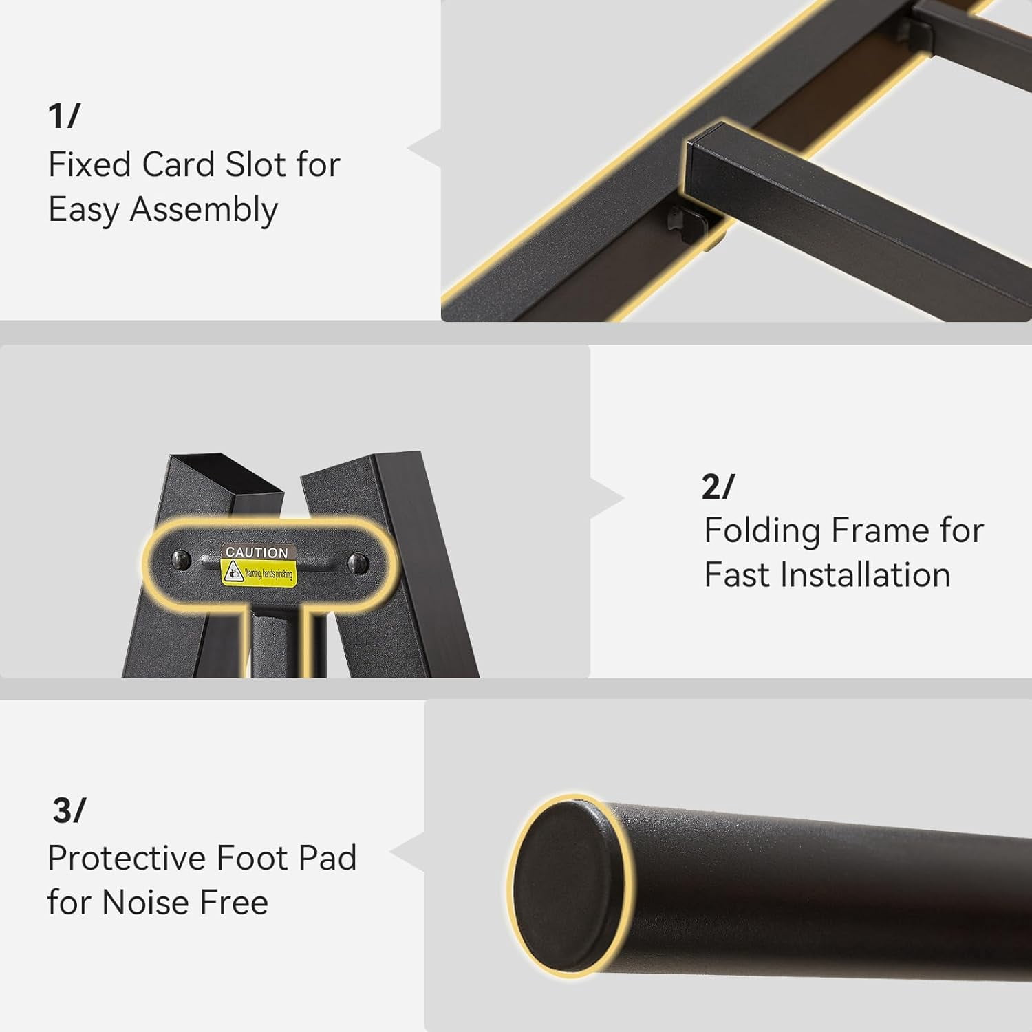 Sailvan Queen Bed Frame, Heavy-duty Metal Bed Frames with Headboard, No Box Spring Needed, Black