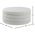 thumbnail image 3 of Meridian Furniture Aphia Cream Boucle Fabric Coffee Table with Deep Channel Tufting, Cream, 3 of 4
