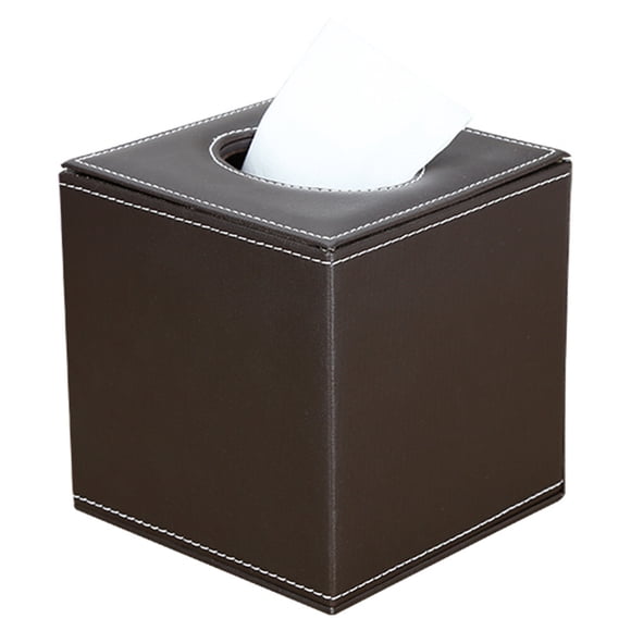 KINGFOM Square PU Leather Tissue Box for Roll Paper, Facial Tissue Box Tissue Case Napkin Dispenser Toilet Paper Box Tissue Holder for Home Living Room Kitchen Bathroom Bedroom Office Car (Brown)