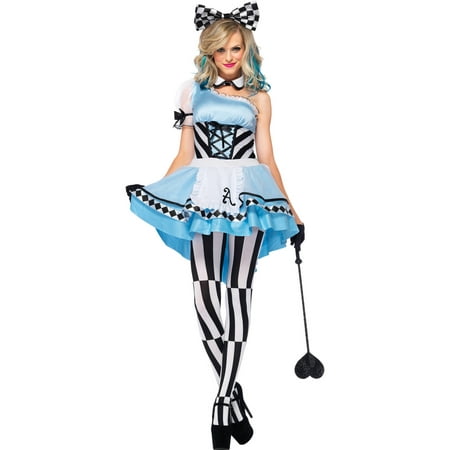 Leg Avenue Women's Psychedelic Alice in Wonderland Costume, Small, Blue/White