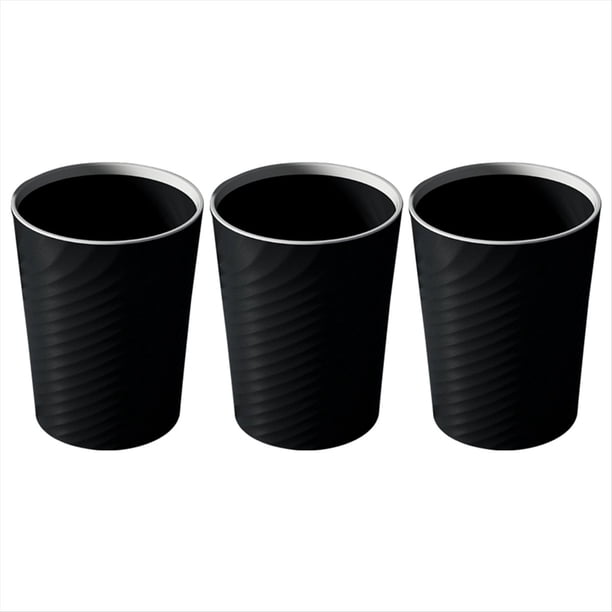 de Basura para Baño, de Basura Pequeño con Bolsa de Basura, de Basura de Plástico, Cesto de Basura Redondo para Baño, Cocina, 3 Piezas, Negro