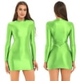 thumbnail image 2 of MSemis Women Oil Glossy Sheer Micro Mini Dress Tight Pencil Short Dress, 2 of 5