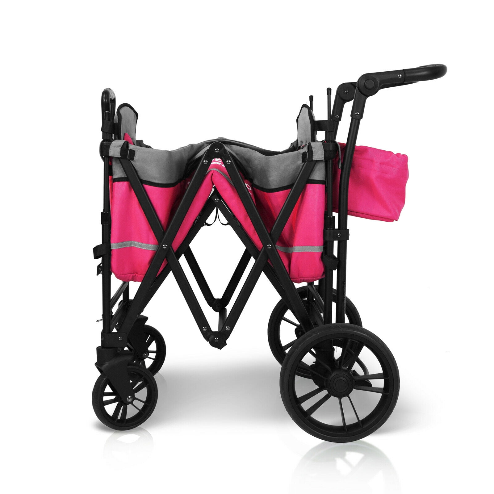 Wonderfold Pull & Push Twin Double Stroller Wagon with Canopy, Pink