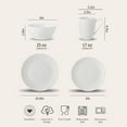 thumbnail image 3 of Pacifica Home Pearl Beaded Bone China Modern White Porcelain Dinnerware Set, Service for 4, Chip & Scratch Resistant, Dishwasher & Microwave Safe, 3 of 3