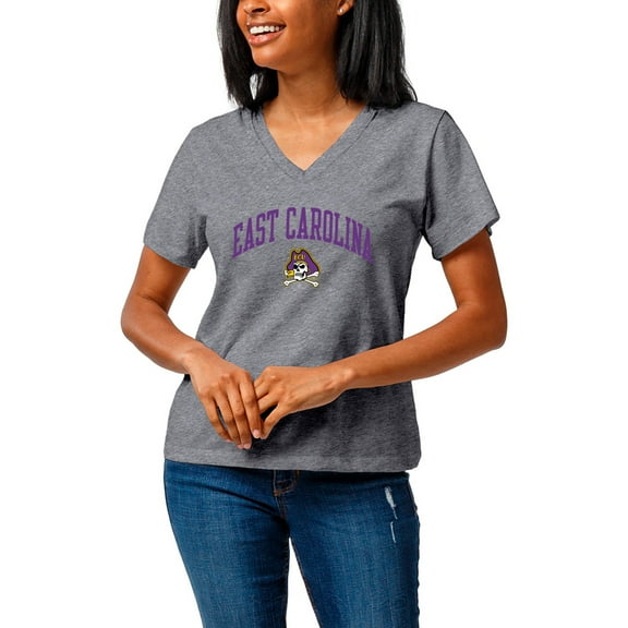 Women's League Collegiate Wear  Heather Gray ECU Pirates Intramural Boyfriend Tri-Blend V-Neck T-Shirt