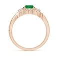 thumbnail image 2 of ANGARA Natural Aeon Emerald & Diamond Floral Halo Three Stone Engagement Ring in 14K Rose Gold for Women (Size-6mm) | May Birthstone, Anniversary, Jewelry Gift for Women | Natural Emerald Ring, 2 of 9