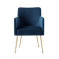 thumbnail image 4 of Marten Navy/Gold Velvet Dining Chairs, Pack of 2, Gold Finish Handle and Legs, with Arms, 4 of 9