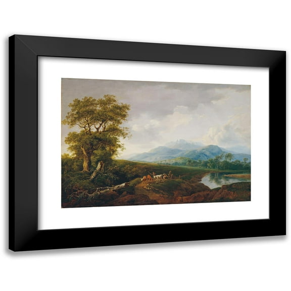 Franz Scheyerer 14x11 Black Modern Framed Museum Art Print Titled - Landscape with Schneeberg (1820)