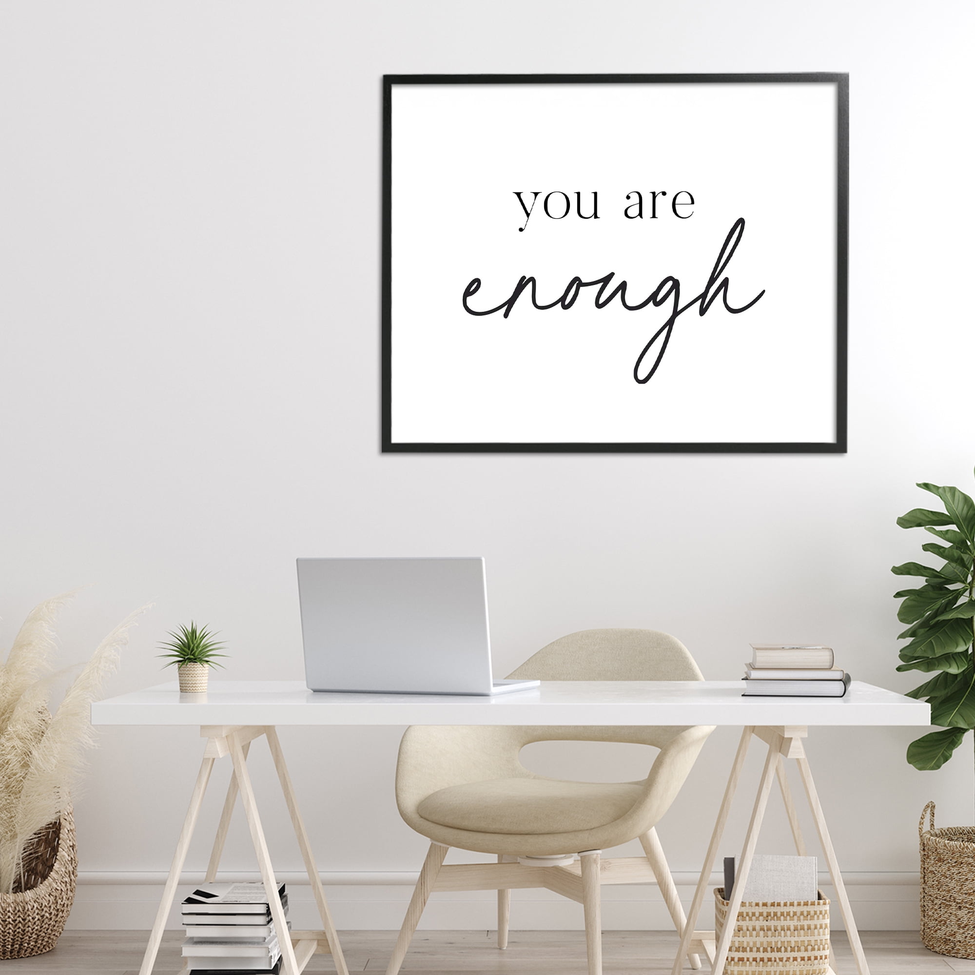You Are Enough Sentiment Black Framed Giclee Art, design by Lettered and Lined