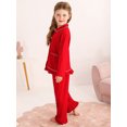 thumbnail image 4 of Usaibhir Toddler Kids Baby Girl Solid Pjs Ruffle Long Sleeve Button Shirt Top and Pants Cotton 2Piece Pajamas Set 18M-6T, 4 of 11
