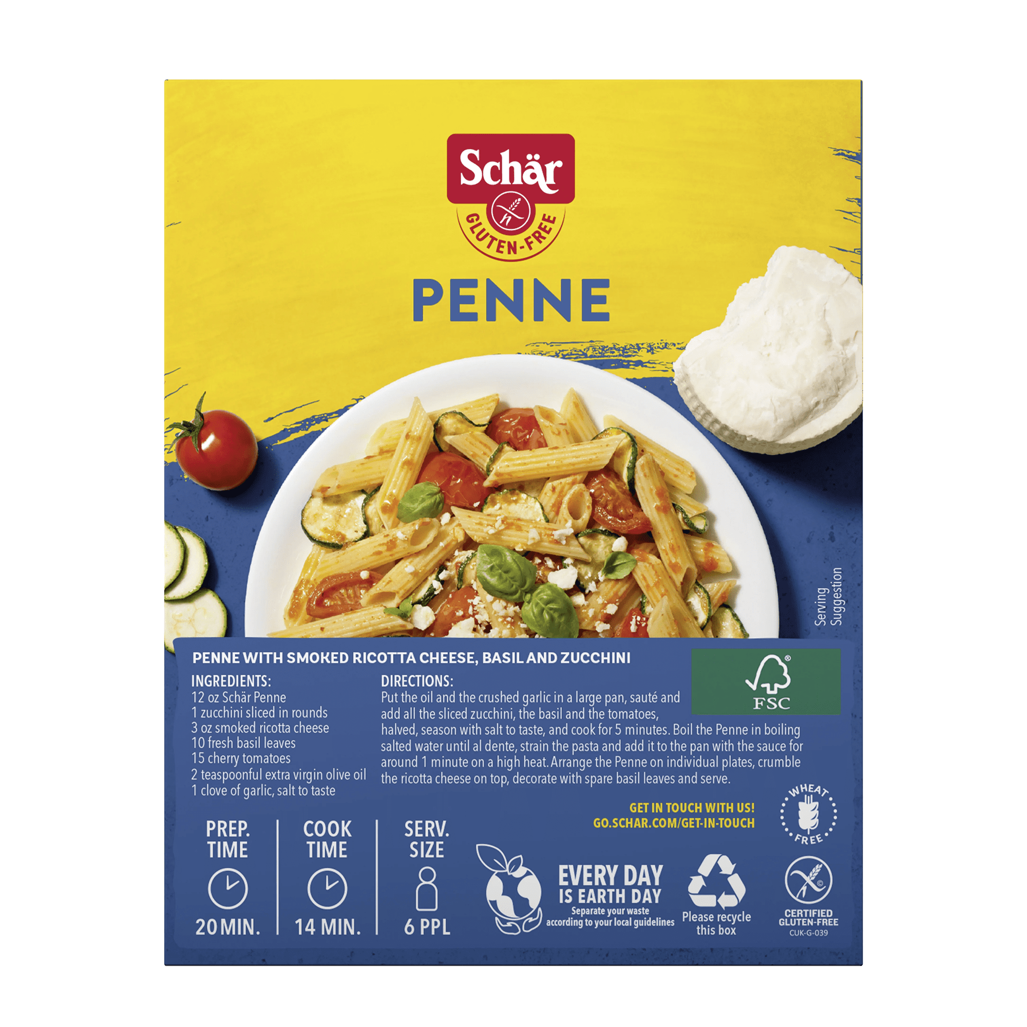 (5 pack) Schar Penne Pasta, Gluten Free Pasta Noodles, 12 oz
