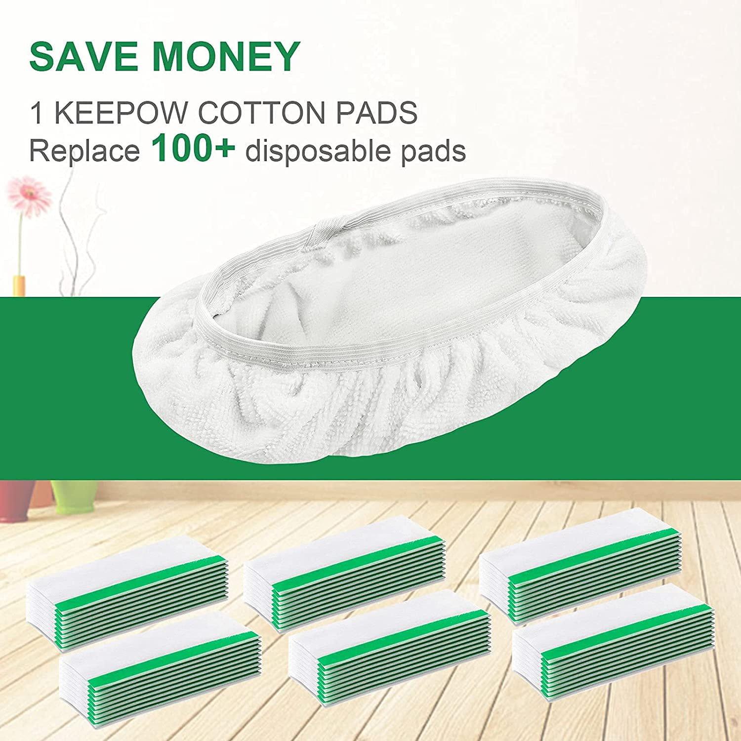 KEEPOW Reusable Microfiber Mop Pads Compatible with Swiffer Sweeper Mop,  Dry Sweeping Cloths, Washable Wet Mopping Cloth Refills for  Surface/Hardwood