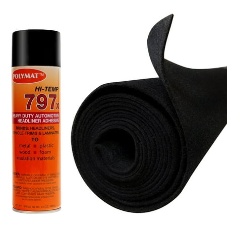 12ft x 45in Black S60 Polymat Carpet +1 CAN 797 GLUE For Hunting Gun Rifle Case Safe Cabinet