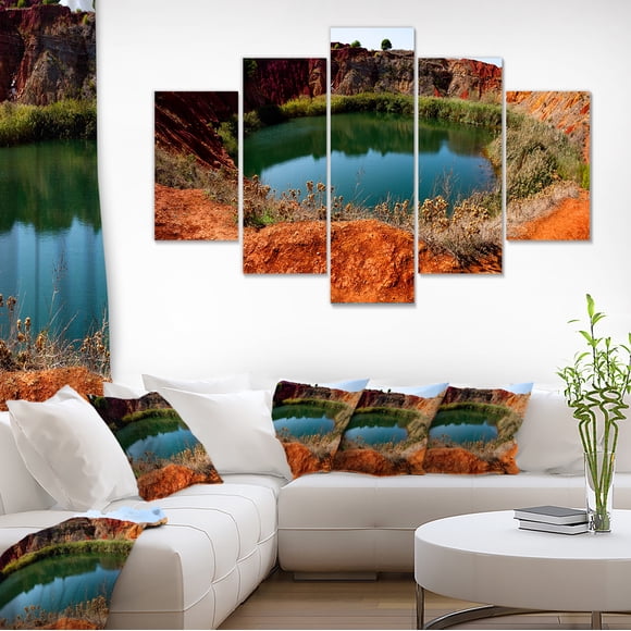 Bauxite Mine with Lake - Landscape Photo Canvas Art Print