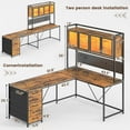thumbnail image 3 of SEDETA L Shaped Gaming Desk with Drawers, L Shaped Computer Desk with Hutch and Storage Shelves, Gaming Desk with Pegboard, Led Lights, and Power Outlet, Home Office Desk, Corner Desk, 3 of 9
