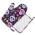 thumbnail image 2 of XMXY Oven Mitts and Pot Holders 2 Pcs Sets, Traditional Purple Mexican Skull Heat Resistant Silicone Cooking Gloves for Grill Baking BBQ Kitchen Decor, 2 of 9