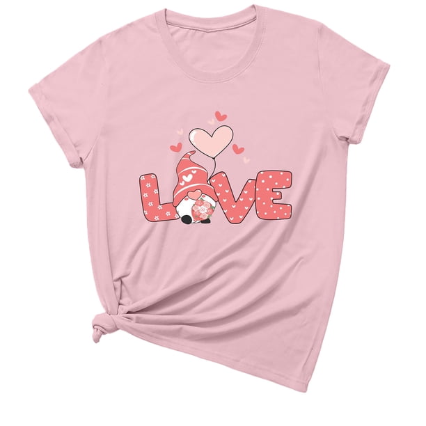 Camiseta de manga corta con estampado de amor lindo para el día de San Valentín informal para mujer Fridja gope1679