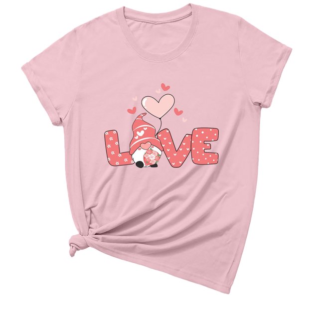 Camiseta de manga corta con estampado de amor lindo para el día de San Valentín informal para mujer Fridja gope1677