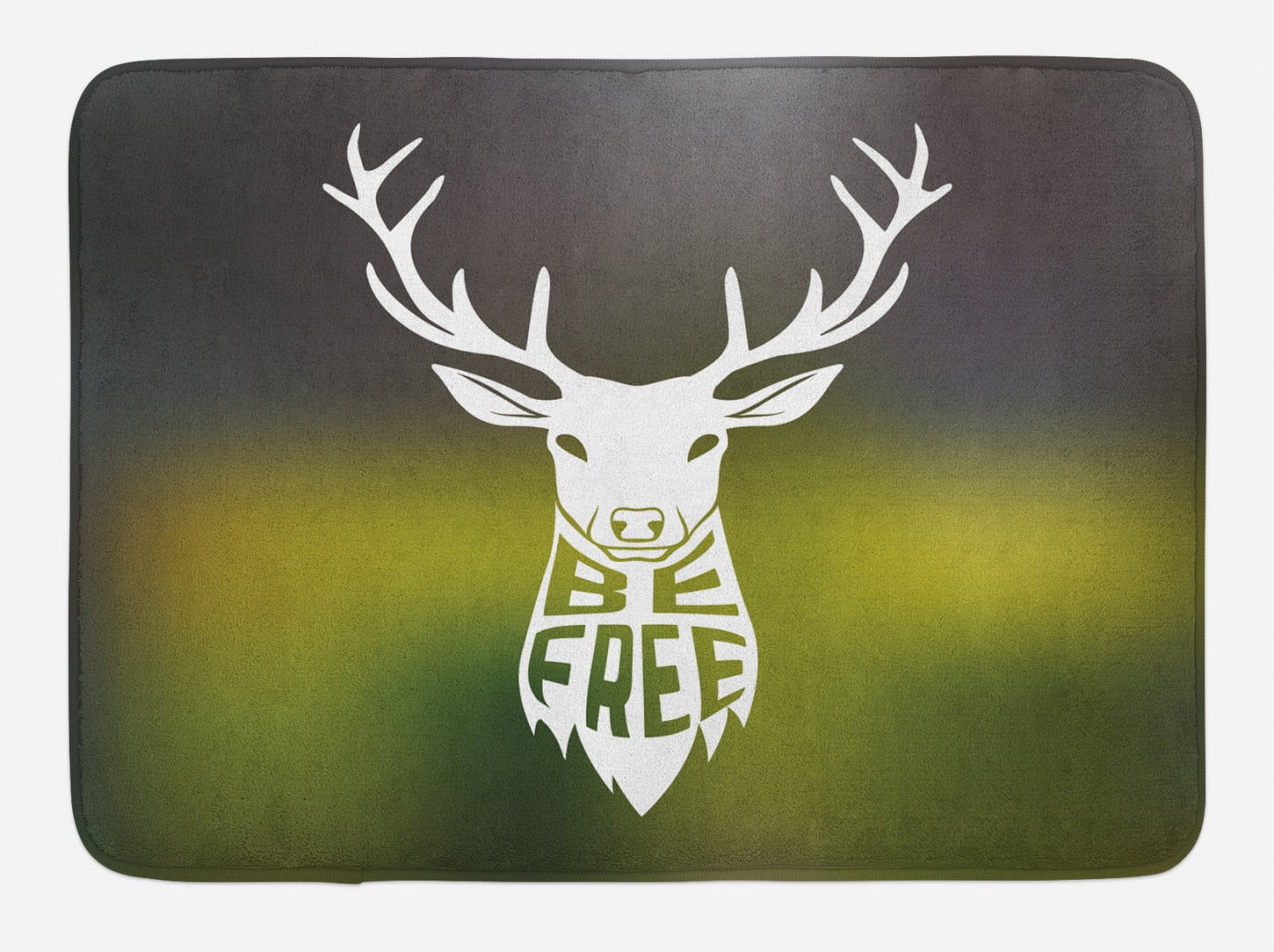 Hunting Bath Mat, Deer Head with Horns Concept Artwork Be Free ...