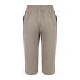thumbnail image 6 of Women's Cotton Linen Bermuda Shorts Elastic Waist Drawstring Casual Knee-Length Shorts with Pockets Gray M, 6 of 7