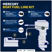 Five Oceans Mercury Marine Boat Fuel Line Kit, 3/8-Inch x 6-Foot, EPA/CARB Approved, Leakproof, Outboard Fuel Line for All Mercury Engine End and Tank End Male Fitting (Post-1998) - FO4282