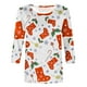 thumbnail image 5 of Camiseta suelta estampada a la moda para mujer, blusa de mangas 3/4, cuello redondo, camisetas informales Pompotops FGAJ12220, 5 of 5