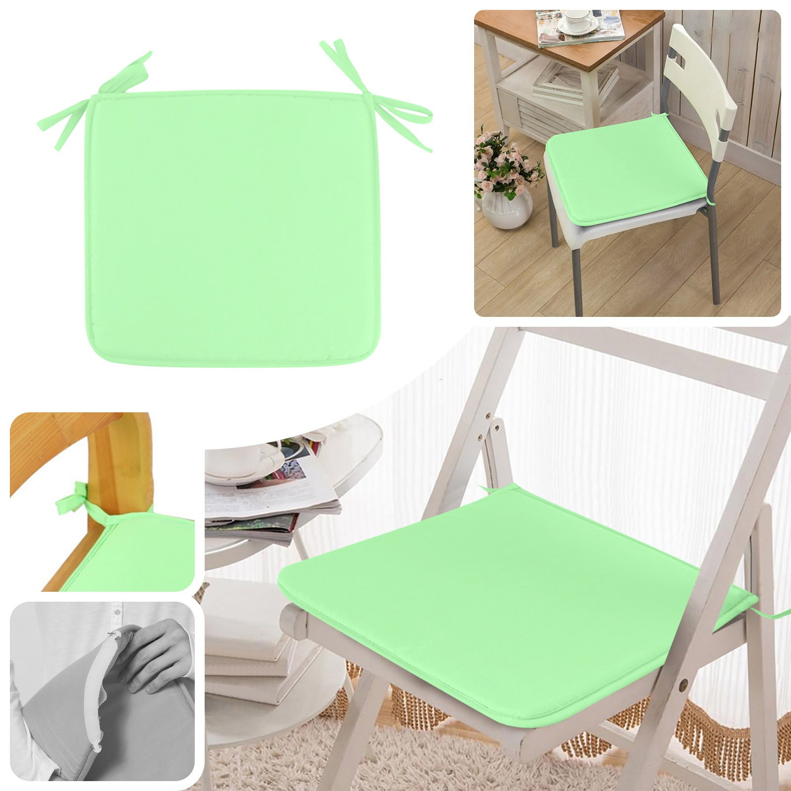 Fdelink Cushion Square Strap Garden Chair Pads Seat Cushion for Outdoor Bistros Stool Patio Dining Room Mint Green