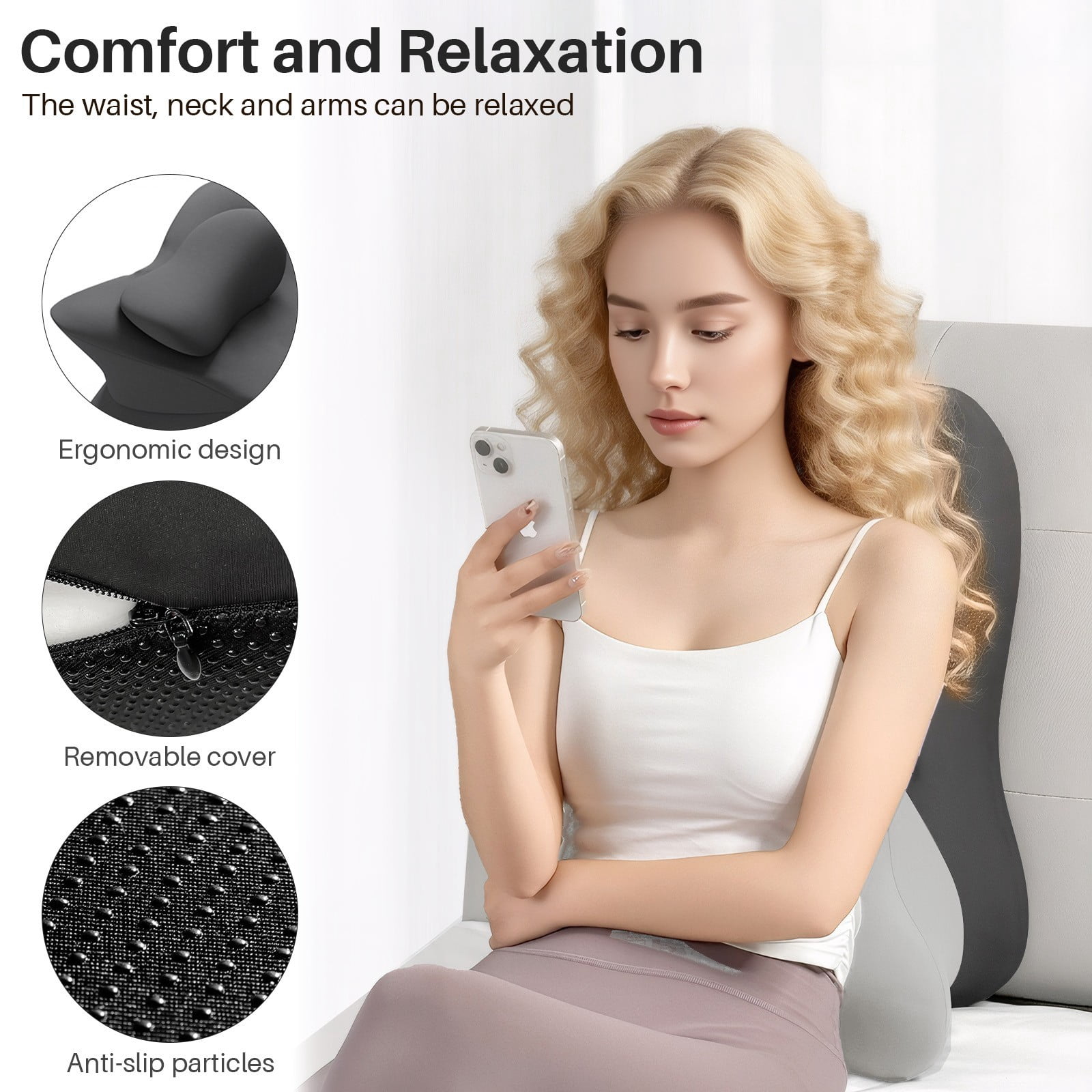 JIAN YA NA Multi-Position Wedge Pillow for Adults, Memory Foam Support Bed Pillow with Removable Cover for Sleeping Sitting Up Prone Reading (Gray/Dark Gray)