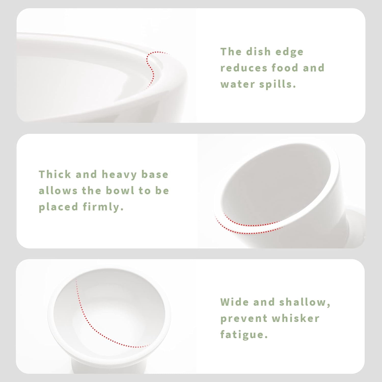 2-Pack Elevated Ceramic Cat Bowls, 10oz Raised Pet Food and Water Dishes, Whisker-Friendly Wide Shallow Design, Non-Slip Base, Microwave & Dishwasher Safe, For Cats and Small Dogs
