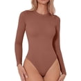 thumbnail image 1 of Body à Manches Longues Sans Couture pour Femmes Col Rond T-Shirt Basique Extensible, 1 of 6