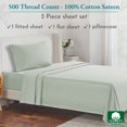 thumbnail image 5 of California Design Den Silver Sage Sateen Sheet Set - 500 Thread Count 3 Piece Bedding Set, 100% Pure Cotton Twin XL Bed Sheets, Wrinkle Resistant Sheets, Deep Pocket Fits Mattress 15ches, 5 of 9