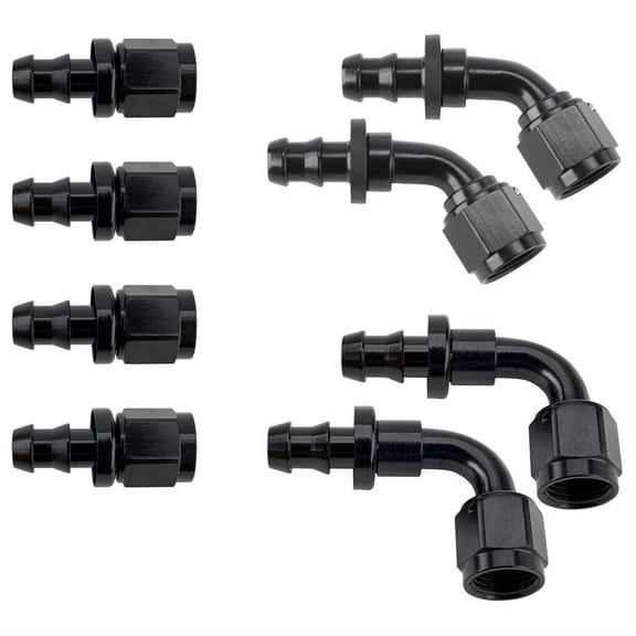 Speedway Motors Socketless Push-On Fitting Kit, -6AN, Black