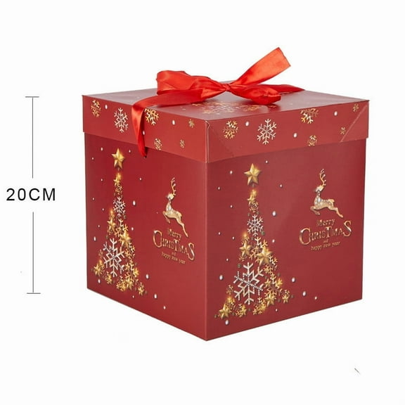 Beautynvta Christmas Nesting Gift Boxes with Lid, Xmas Boxes for Gifts, Red Christmas Tree Gift Wrap Boxes for Christmas Wrapping Presents and Decorations, 7.87''