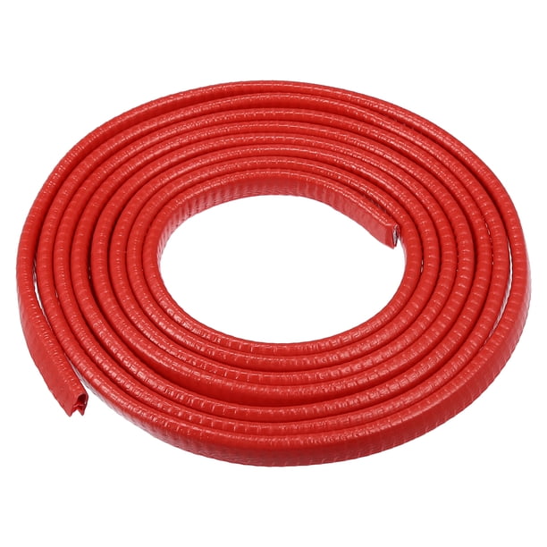 Protector de borde de puerta de coche de goma en forma de U de 10 pies, tira de sellado multifuncional, protección para coche, camión, ATV, barco, sin pegamento, rojo