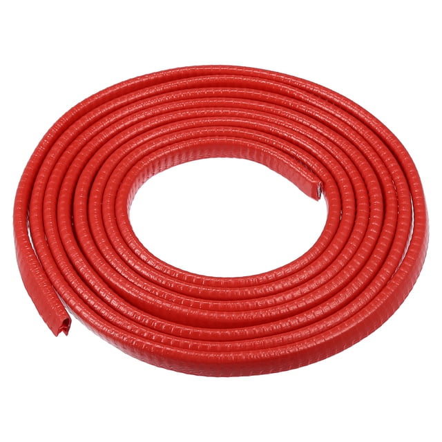 Protector de borde de puerta de coche de goma en forma de U de 10 pies, tira de sellado multifuncional, protección para coche, camión, ATV, barco, sin pegamento, rojo