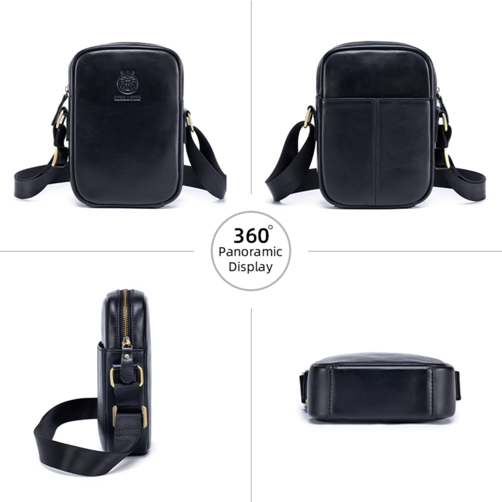 SCHLATUM Leather Crossbody Bag for Men, Shoulder Bag for Men, Man Purse with Zipper and Adjustable Shoulder Strap