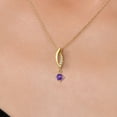 thumbnail image 3 of Gem Stone King 0.28 Ct Purple Amethyst G/H Lab Grown Diamond 14K Yellow Gold Pendant with Chain, 3 of 6