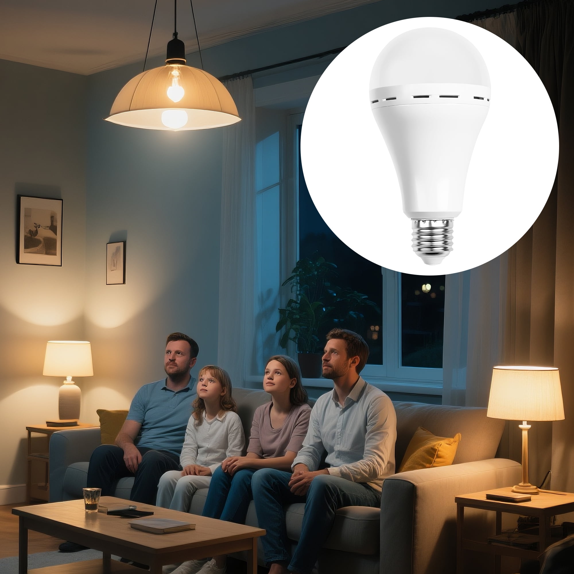 6 Pack Rechargeable Light Bulbs, 85% Energy Saving 3000K Battery Powered LED Light Bulb Daylight E27 240 Volt 12W 1200mAh, for Power Outage Camping Outdoor Activity
