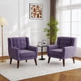 thumbnail image 6 of UIXE Accent Chair Set of 2 Velvet Upholstered Armchair for Living Room Modern Arm Chair, Purple, 6 of 7