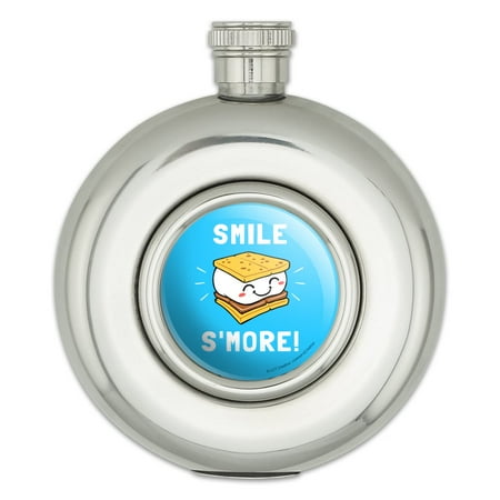 

Smile S More Funny Humor Round Stainless Steel 5oz Hip Drink Flask