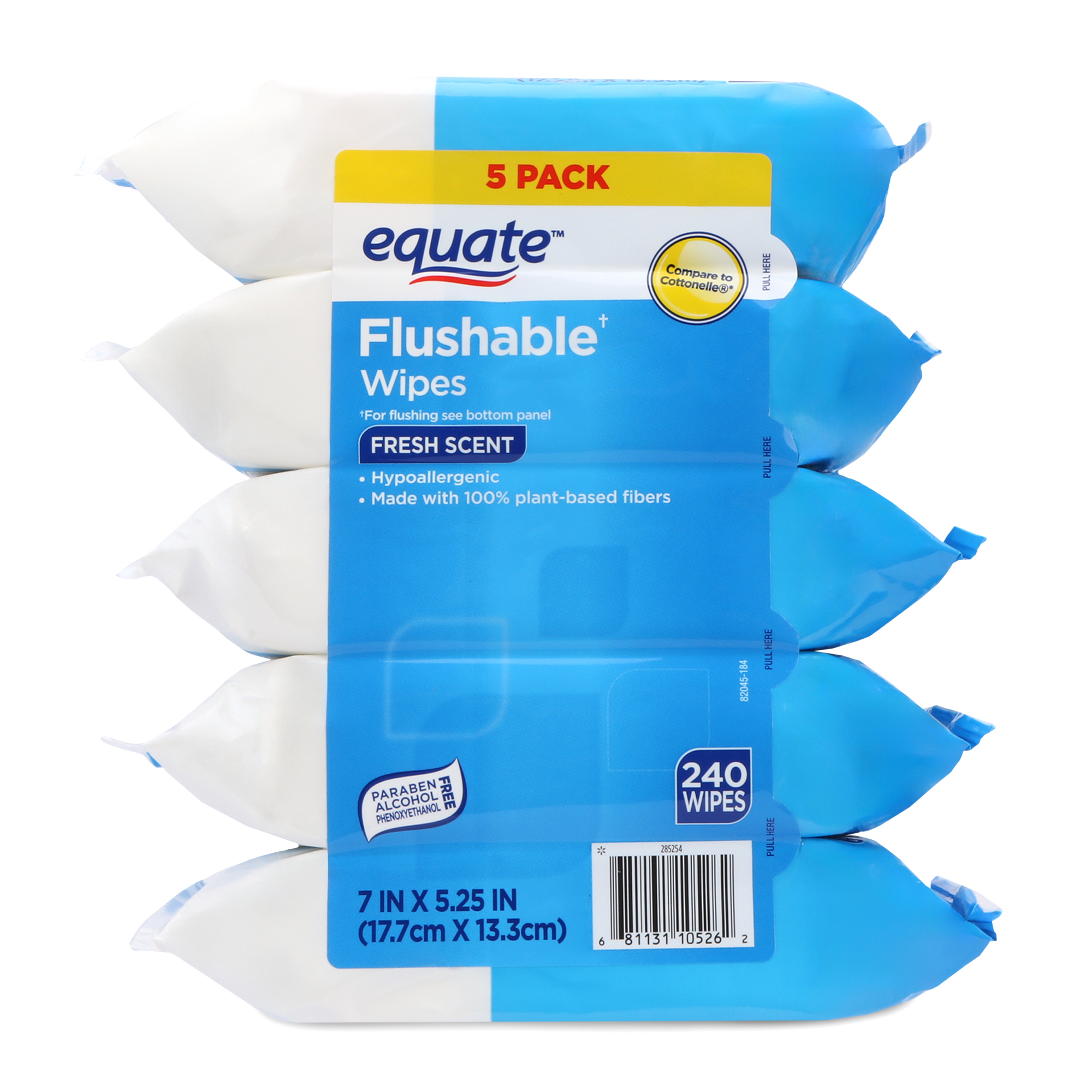 Equate Toallitas Limpiadoras Desechables, Aroma Fresco, 240 Toallitas, 5 Paquetes Resellables 2