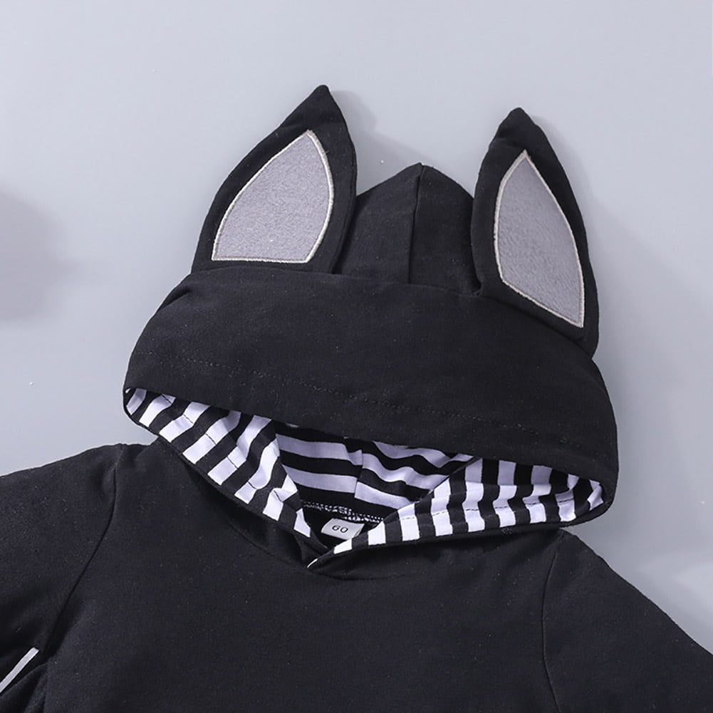 IBTOM CASTLE Newborn Baby Bat Costume Halloween Cosplay Cloak Romper with Wings Ears Hoodie My First Halloween Outfit for Boy Girl 3-6 Months Black Skull Spider