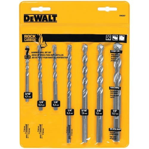 Dewalt dw5207 7 piece percussion masonry drill bit set deals
