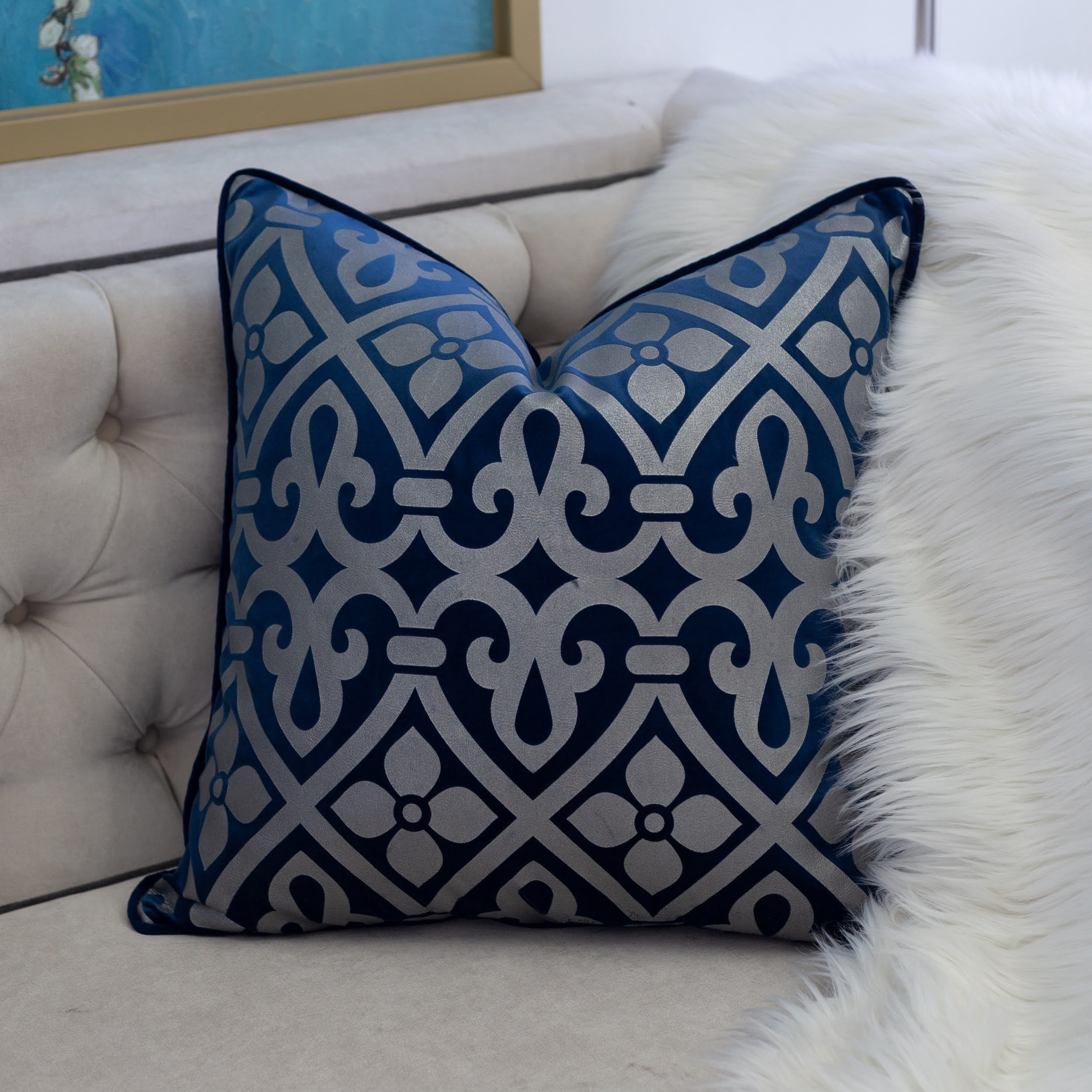 Finley Indigo Abstract Polyester 20 in. x 20 in. Throw Pillow (Set of 2)