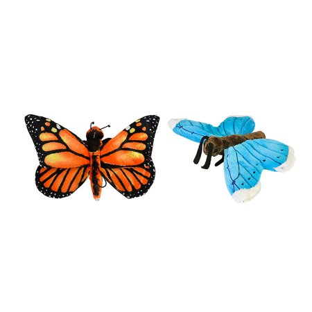 Plush Monarch Butterfly Toy Stuffed Animal and Blue Morpho Butterfly