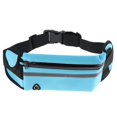 thumbnail image 2 of Bolso de Cinturón con Correa Impermeable Ajustable Portátil Riñonera de Cintura Gran Capacidad Organizador de Billetes Teléfono Celular Llaves Azul Soledad Cinturón de cintura para correr, 2 of 10