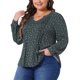 thumbnail image 4 of Agnes Orinda Women's Plus Size Top Long Sleeve Pleated Notch V Neck Floral Tunic Dressy Casual Blouses 3X Black Blue, 4 of 6