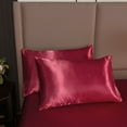 thumbnail image 3 of NTBED Satin Sheets Queen Burgundy Luxury Silky Bed Sheets 1800 Microfiber Sheet Set 4 Pcs, 3 of 7